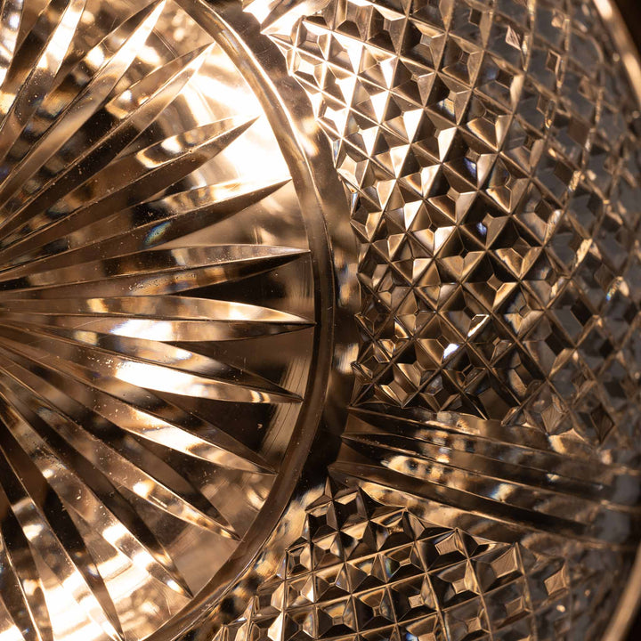 Exceptional English Antique Crystal Bowl Flush to Ceiling Light Fitting by GEC