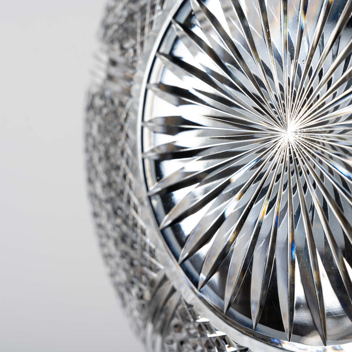 Exceptional English Antique Crystal Bowl Flush to Ceiling Light Fitting by GEC