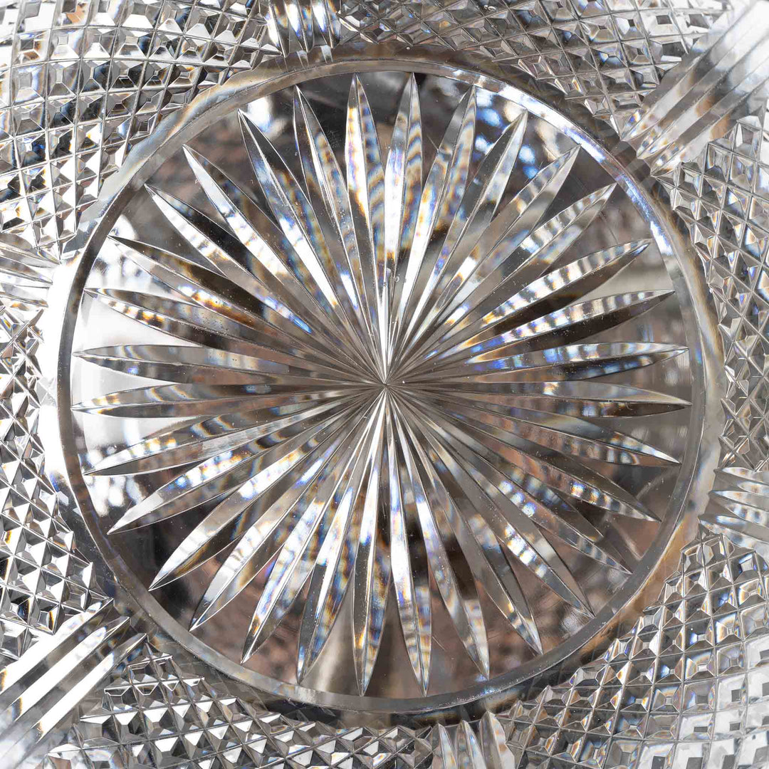 Exceptional English Antique Crystal Bowl Flush to Ceiling Light Fitting by GEC