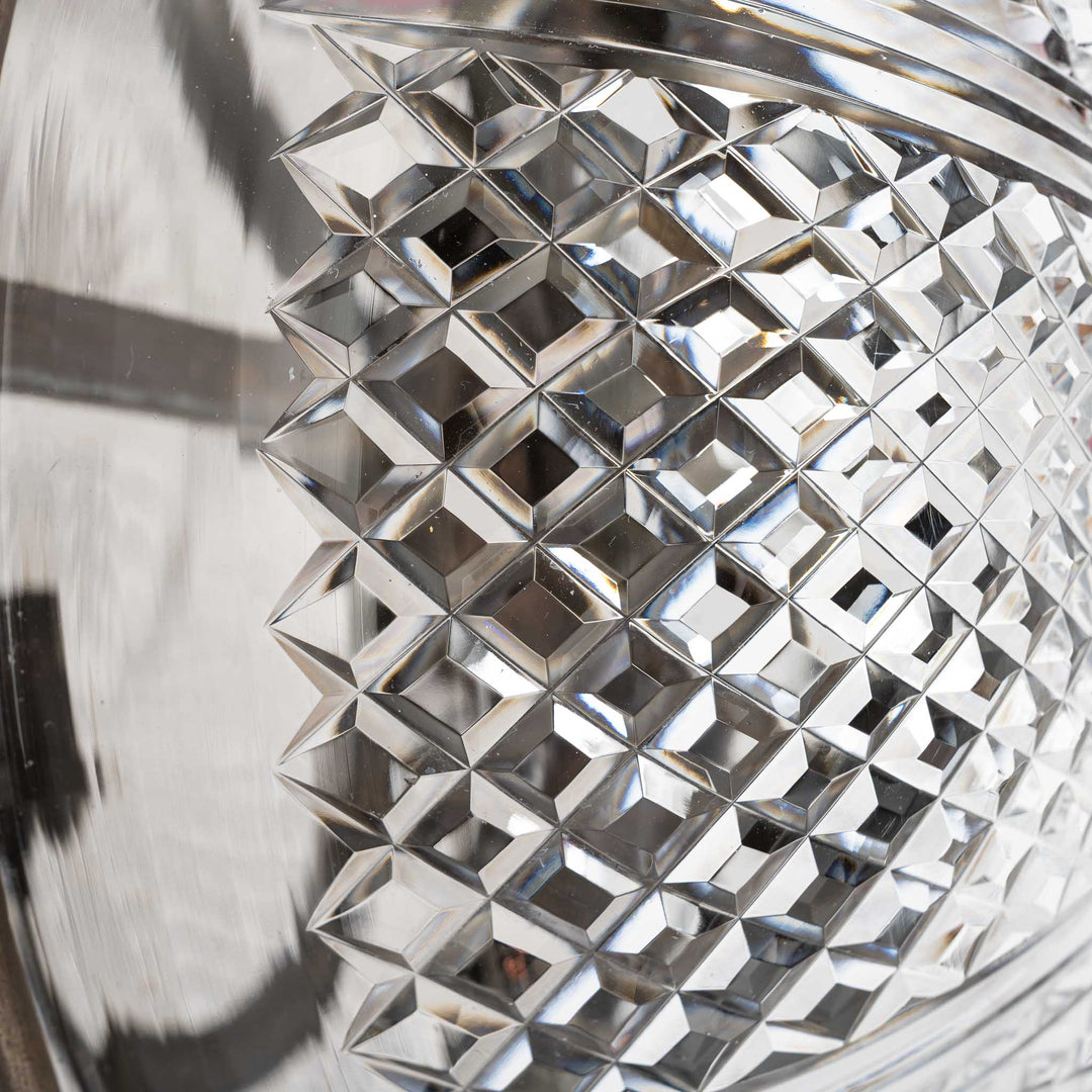 Exceptional English Antique Crystal Bowl Flush to Ceiling Light Fitting by GEC