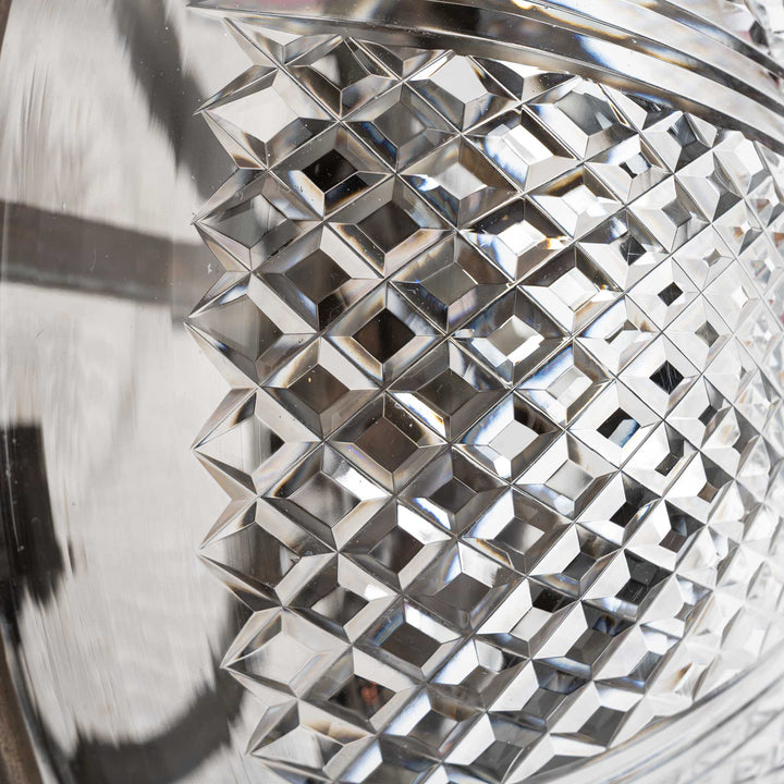 Exceptional English Antique Crystal Bowl Flush to Ceiling Light Fitting by GEC