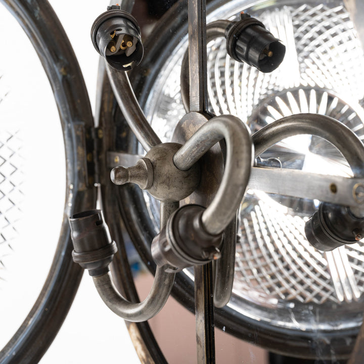 Exceptional English Antique Crystal Bowl Flush to Ceiling Light Fitting by GEC