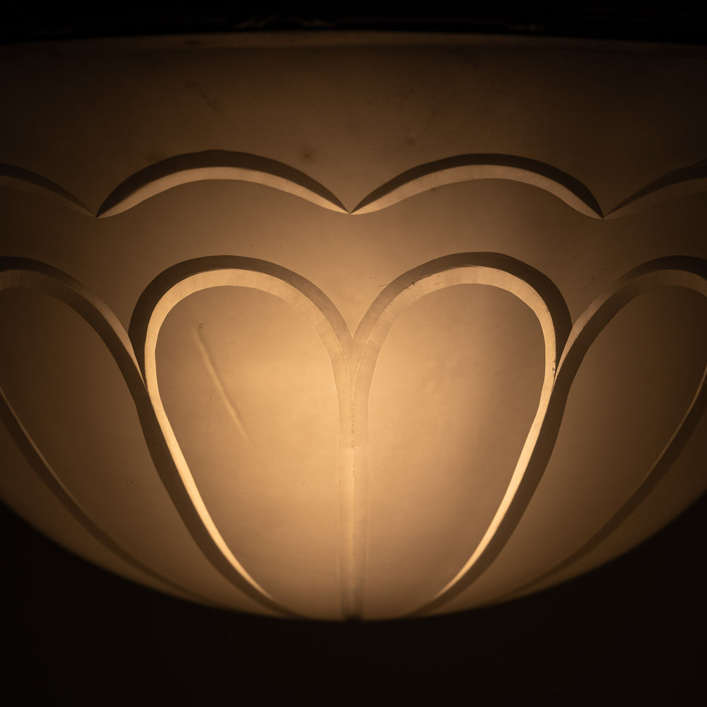 Exceptional F. & C. Osler Satin Cut Crystal Plafonnier with Faraday & Son Reeded Brass Gallery
