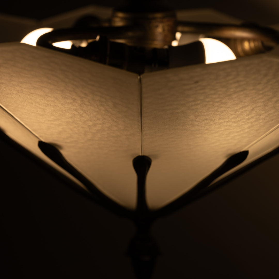 Exceptional Pair of Art Deco Best & Lloyd Pendant Lights with Textured Satin Glass Panels