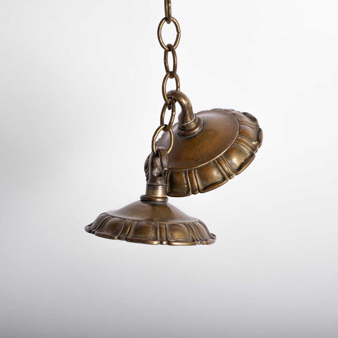 Exceptional Pair of Art Deco Best & Lloyd Pendant Lights with Textured Satin Glass Panels