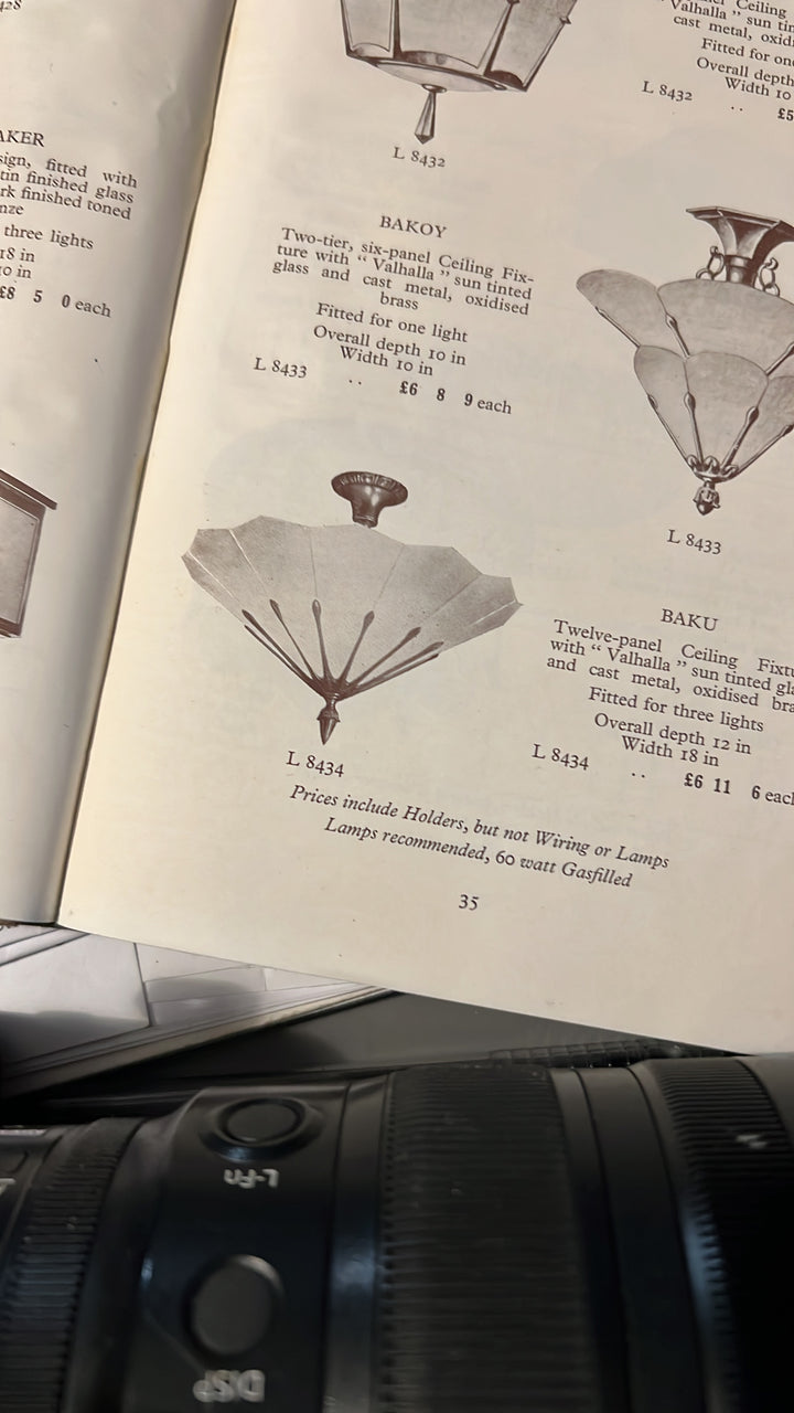 Exceptional Pair of Art Deco Best & Lloyd Pendant Lights with Textured Satin Glass Panels