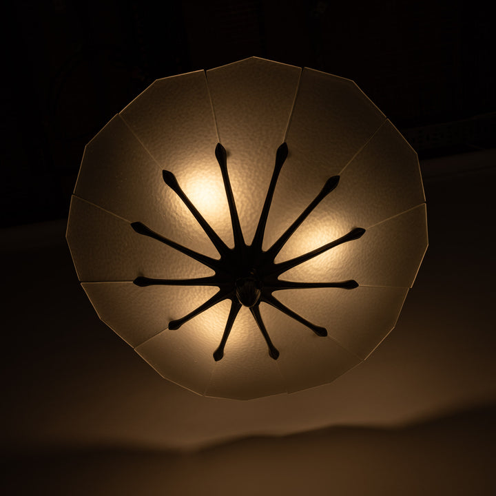 Exceptional Pair of Art Deco Best & Lloyd Pendant Lights with Textured Satin Glass Panels