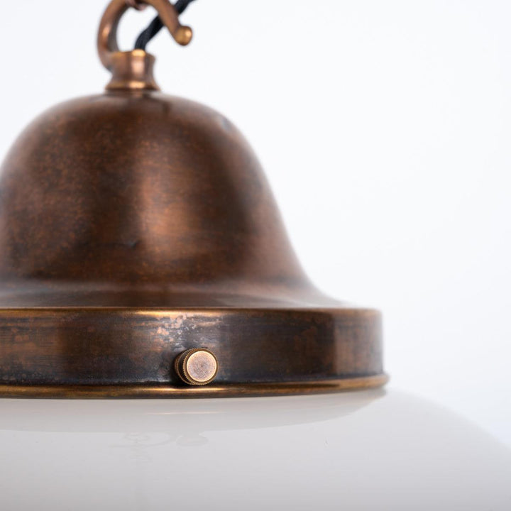 Extra Large Antique Opaline School House Pendant Light with Brass Fittings