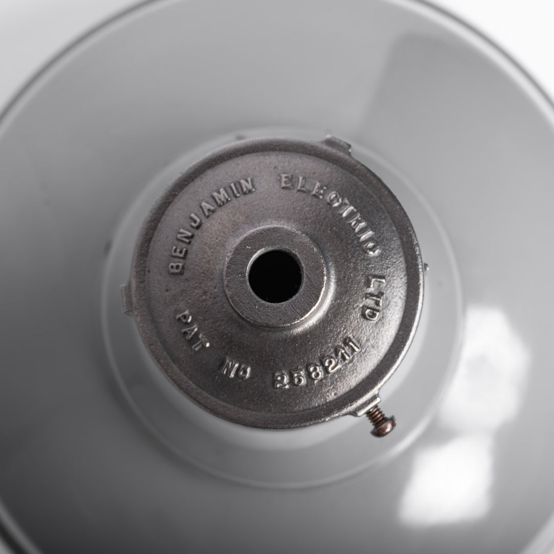 Extra Large Benjamin “Mobilux” Grey Enamel Industrial Pendant Lights