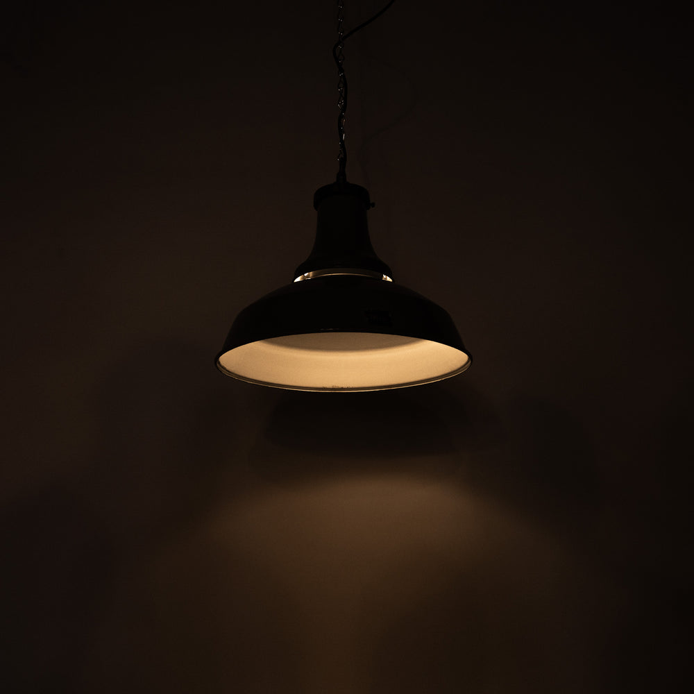 Extra Large Benjamin “Mobilux” Grey Enamel Industrial Pendant Lights
