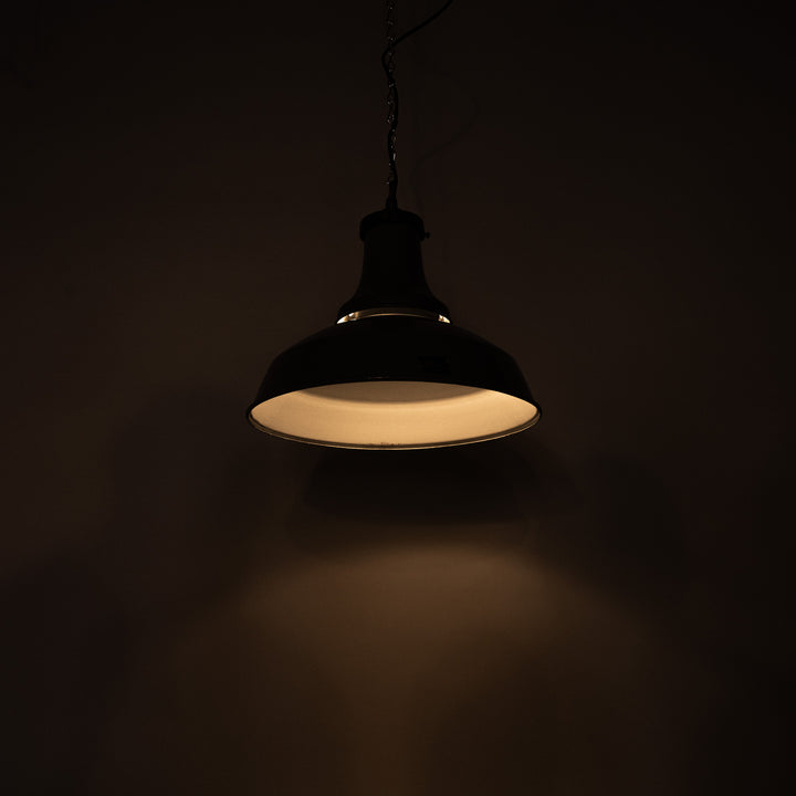 Extra Large Benjamin “Mobilux” Grey Enamel Industrial Pendant Lights