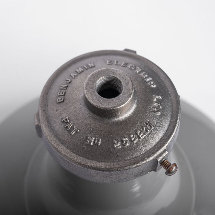 Extra Large Benjamin “Mobilux” Grey Enamel Industrial Pendant Lights