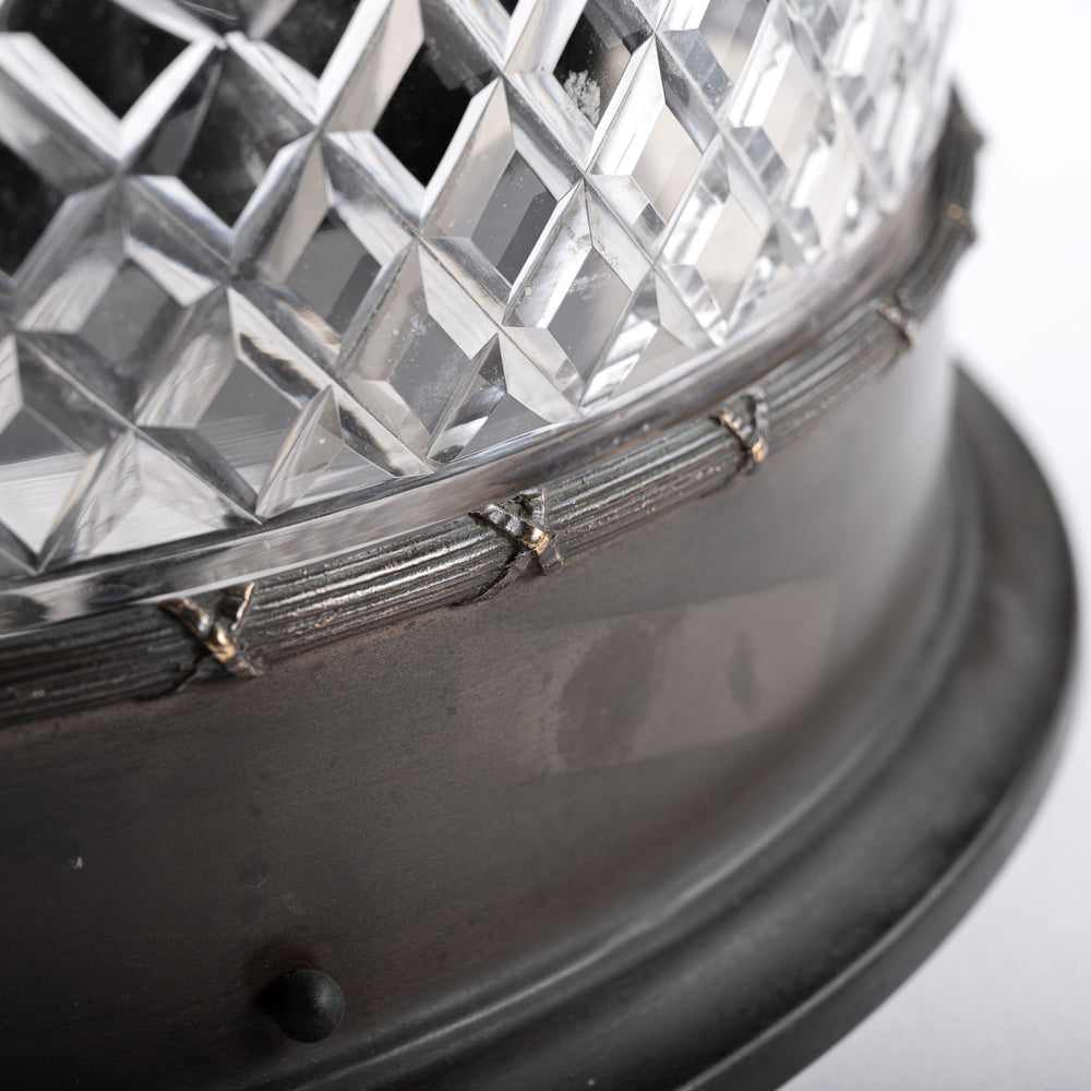 Extra-Large Brilliant Crystal Flush Mount in Aged Brass "Bound Reed" Frame