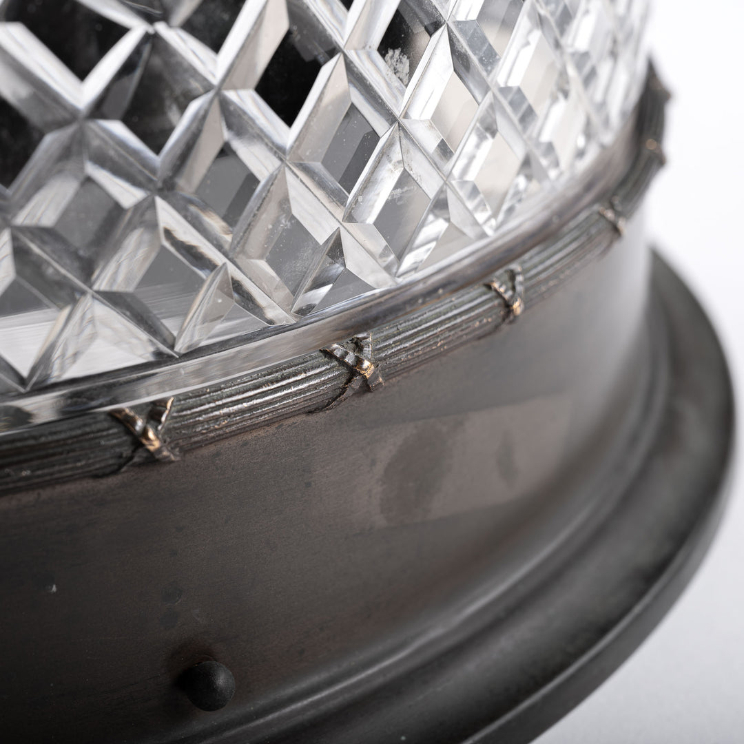 Extra-Large Brilliant Crystal Flush Mount in Aged Brass "Bound Reed" Frame