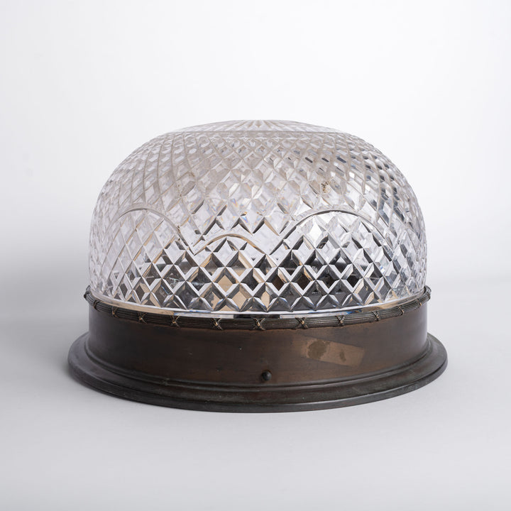 Extra-Large Brilliant Crystal Flush Mount in Aged Brass "Bound Reed" Frame