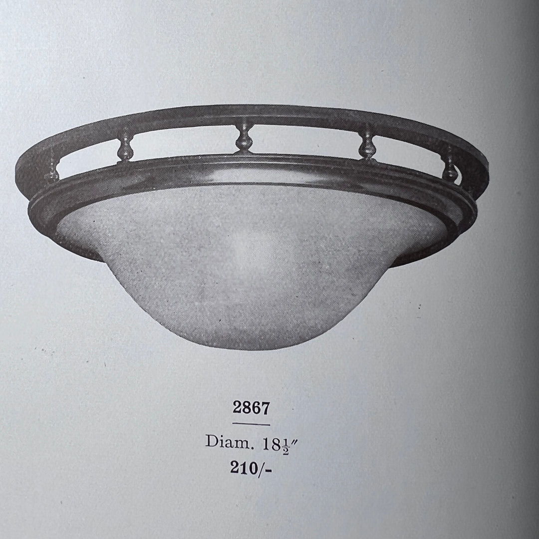Extra Large Bronze Open-Sided Flush to Ceiling Light with Satin Crystal Dome
