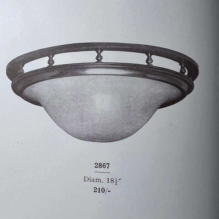 Extra Large Bronze Open-Sided Flush to Ceiling Light with Satin Crystal Dome