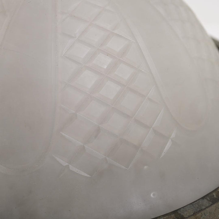 Extra Large Bronze Open-Sided Flush to Ceiling Light with Satin Crystal Dome