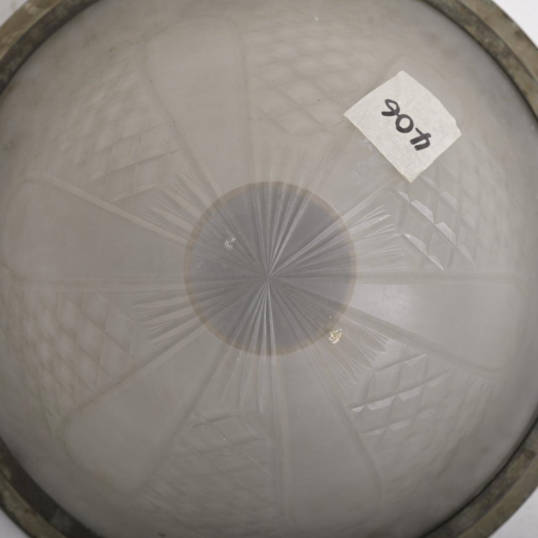 Extra Large Bronze Open-Sided Flush to Ceiling Light with Satin Crystal Dome