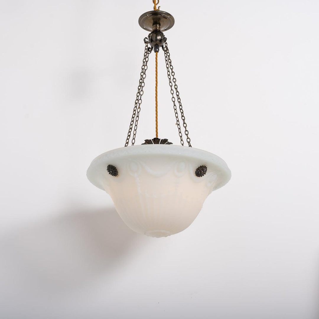 Extra Large Decorative Jefferson Moonstone Glass Plafonnier Ceiling Light