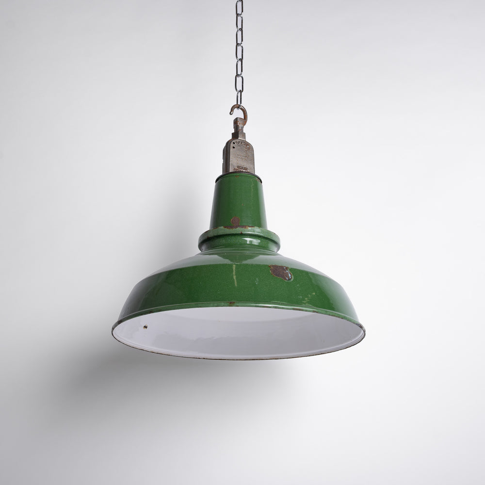 Extra Large Early Thorlux Green Enamel Industrial Pendant Lights