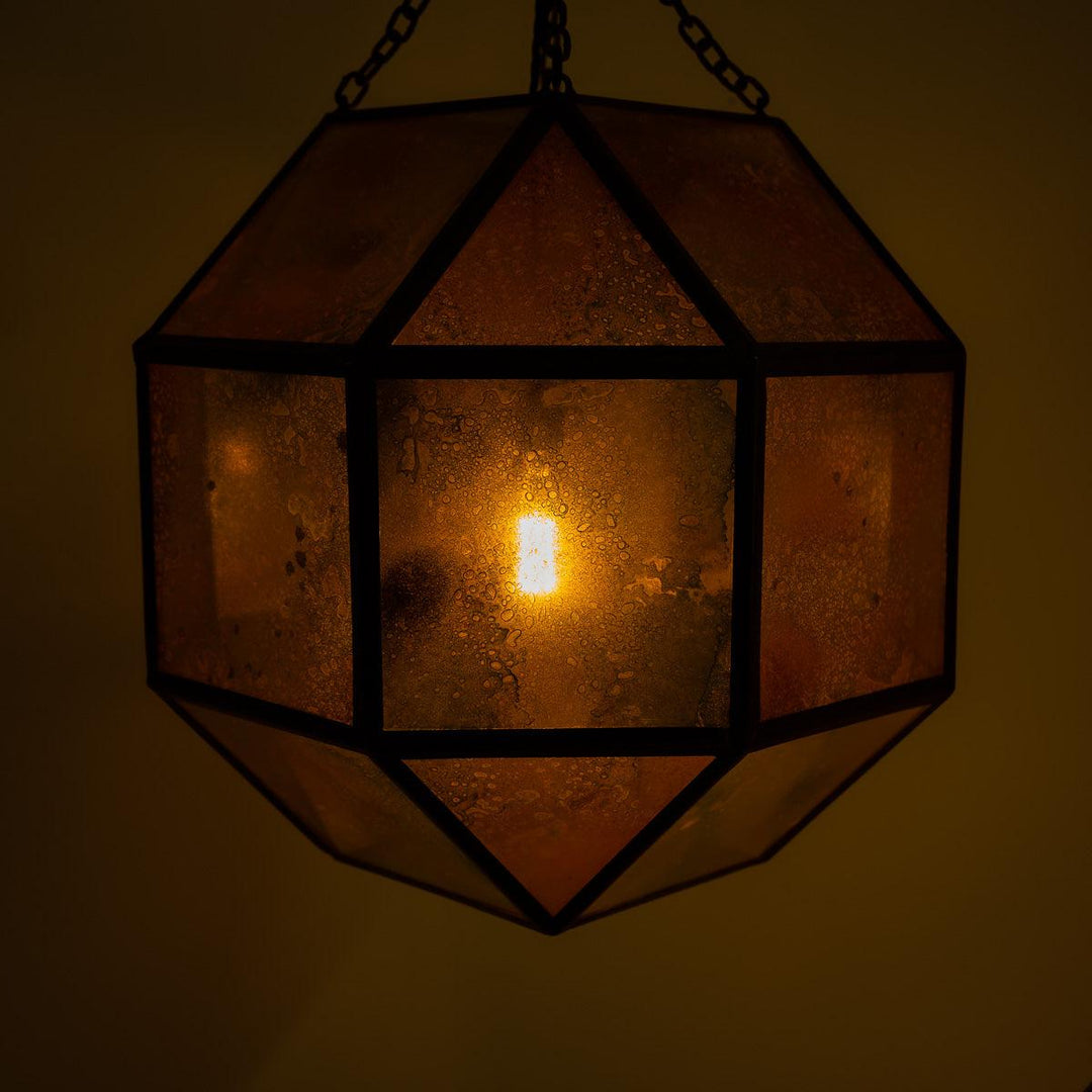 Extra Large Reclaimed Hexagonal Glass Hotel Pendant Lights