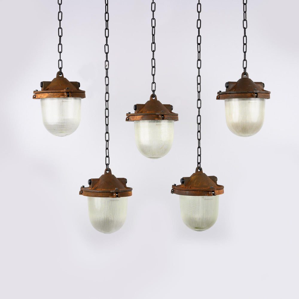 Extreme "Rusted" Industrial Pendants With Prismatic Glass