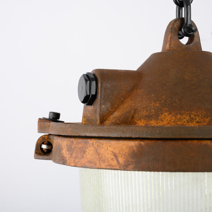 Extreme "Rusted" Industrial Pendants With Prismatic Glass