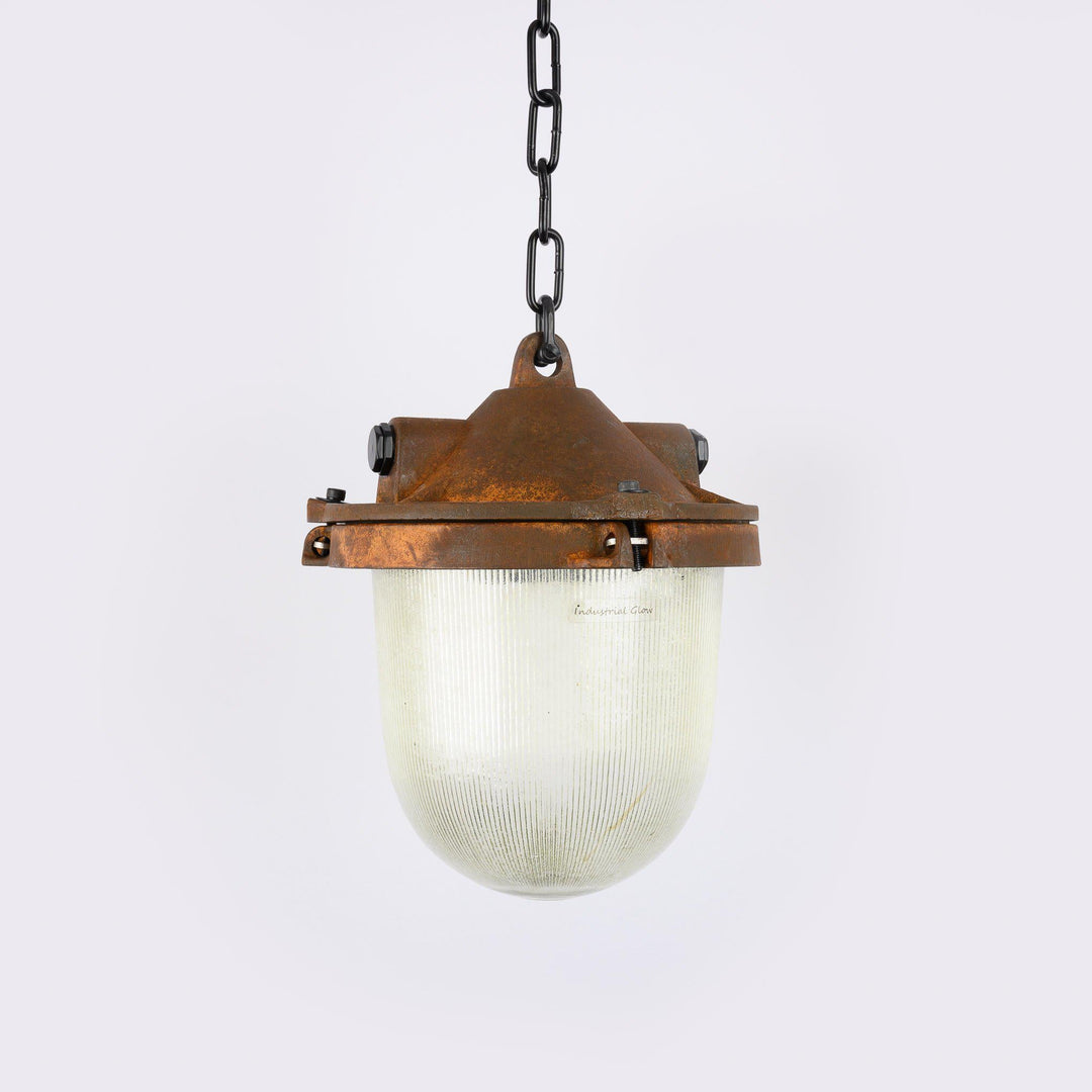 Extreme "Rusted" Industrial Pendants With Prismatic Glass