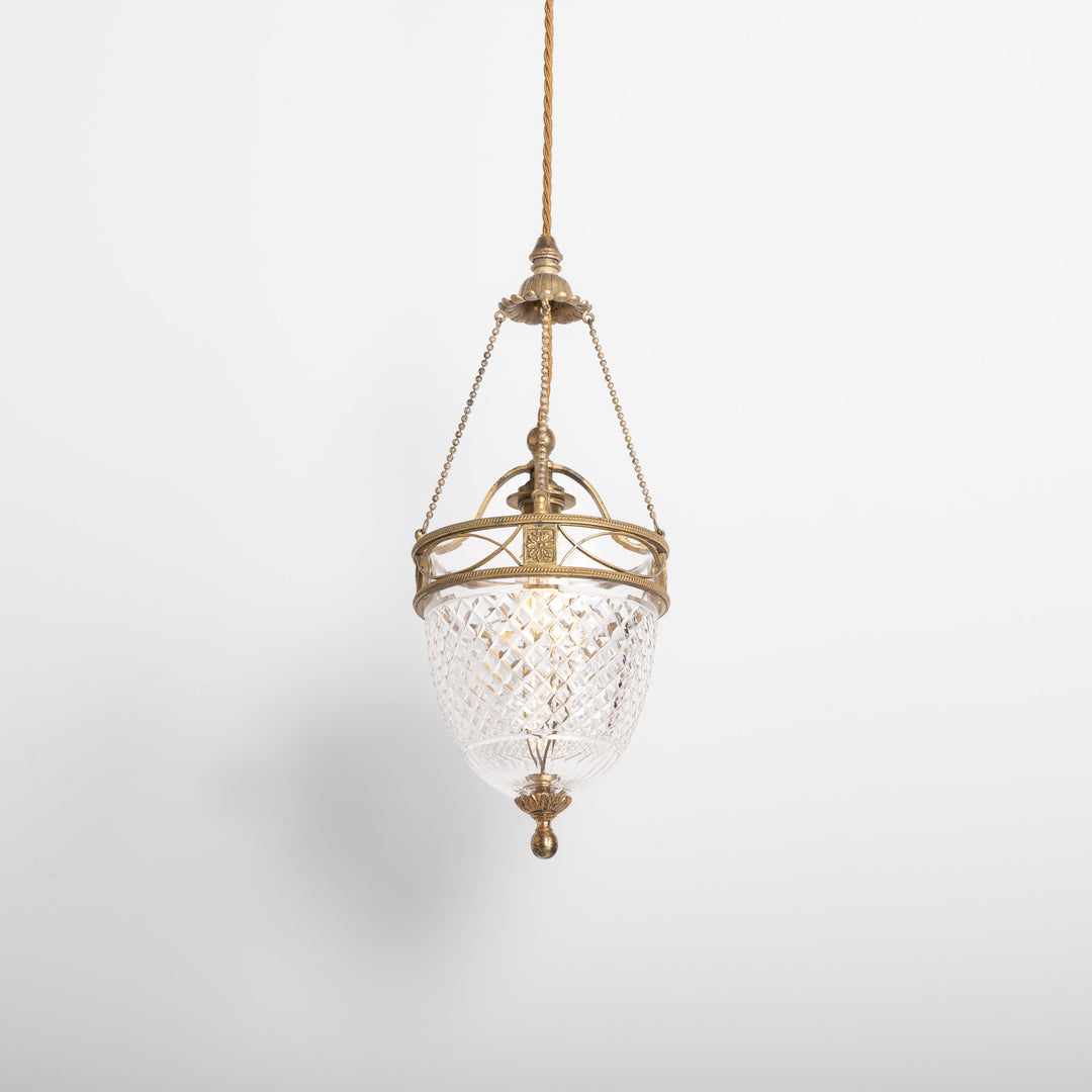 F. & C. Osler Cut Crystal Pendant Lights in Gilt Brass Frames, Rare Set of Five