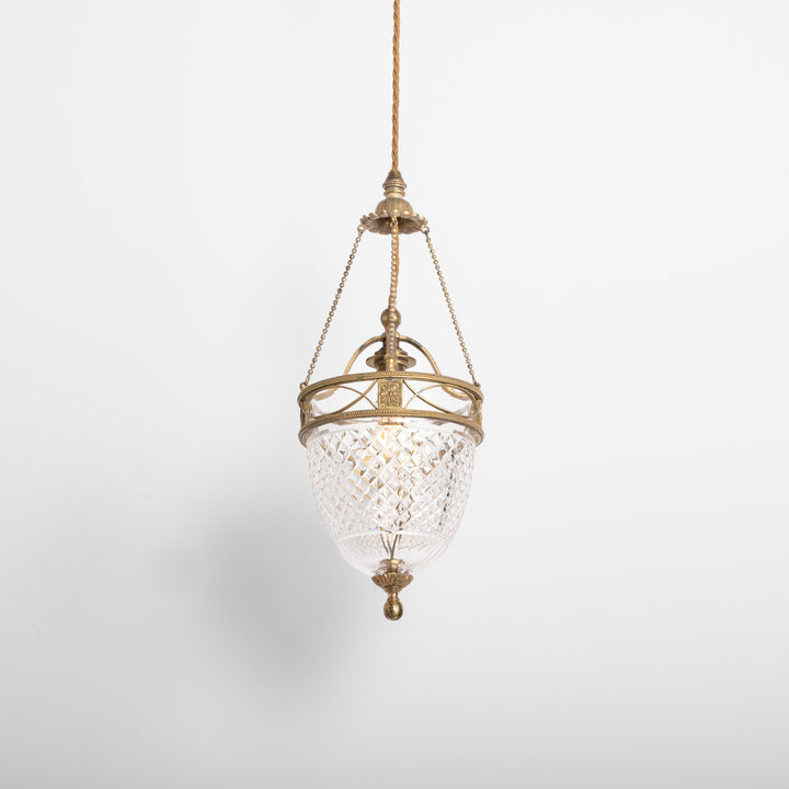 F. & C. Osler Cut Crystal Pendant Lights in Gilt Brass Frames, Rare Set of Five
