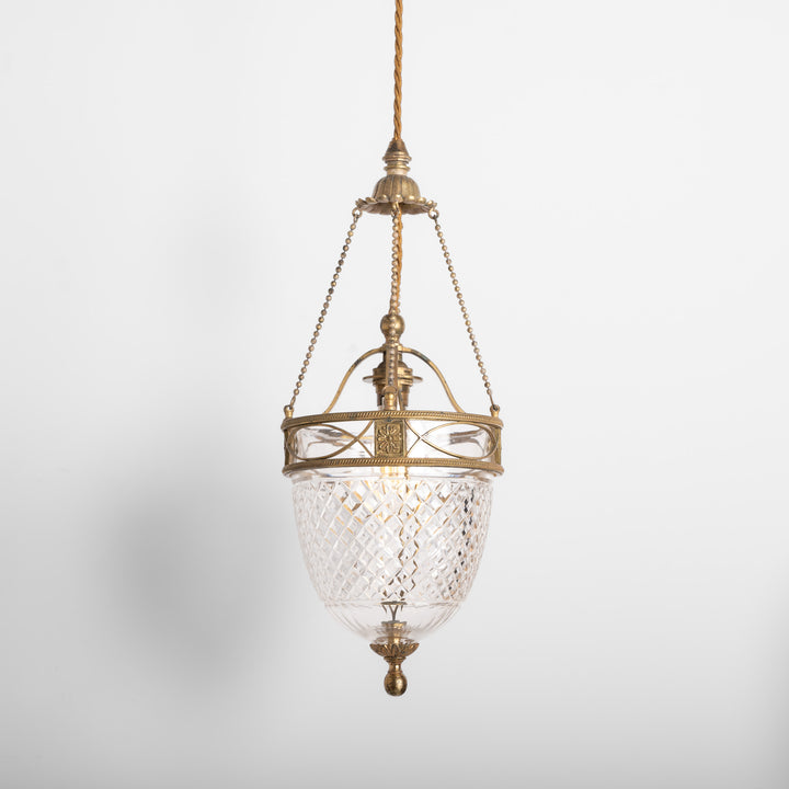 F. & C. Osler Cut Crystal Pendant Lights in Gilt Brass Frames, Rare Set of Five