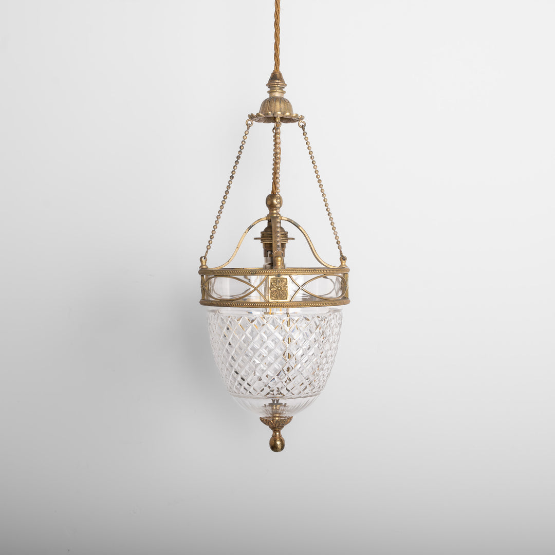 F. & C. Osler Cut Crystal Pendant Lights in Gilt Brass Frames, Rare Set of Five