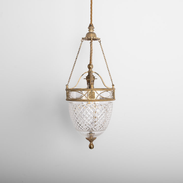 F. & C. Osler Cut Crystal Pendant Lights in Gilt Brass Frames, Rare Set of Five