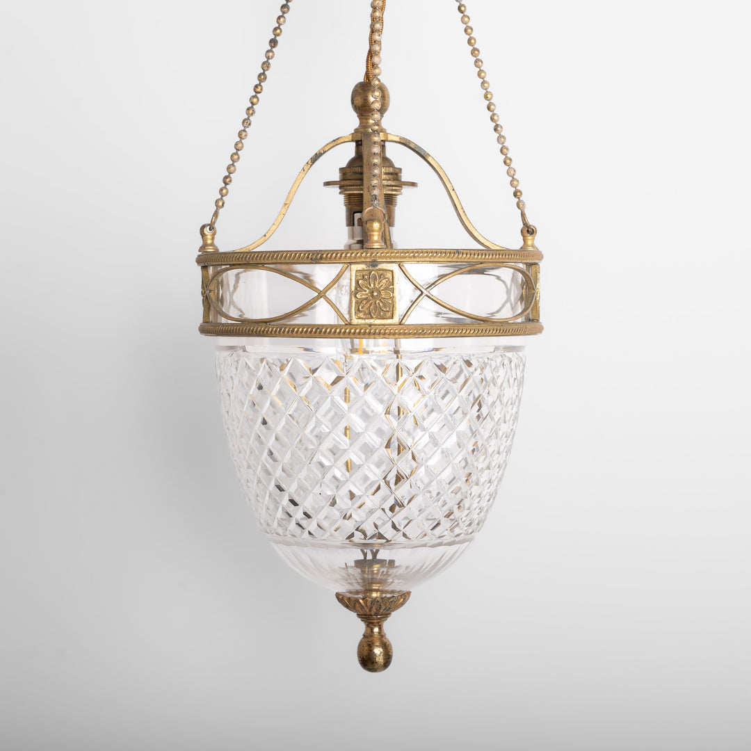 F. & C. Osler Cut Crystal Pendant Lights in Gilt Brass Frames, Rare Set of Five