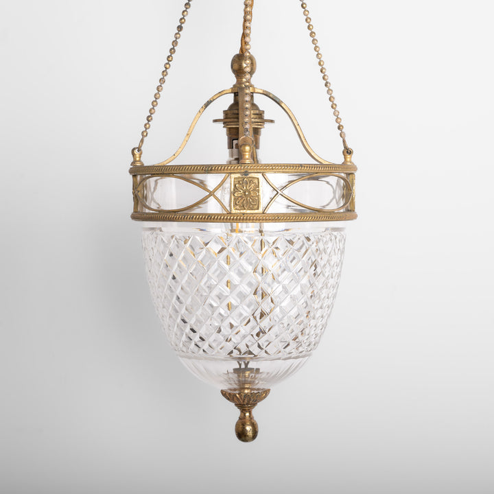 F. & C. Osler Cut Crystal Pendant Lights in Gilt Brass Frames, Rare Set of Five