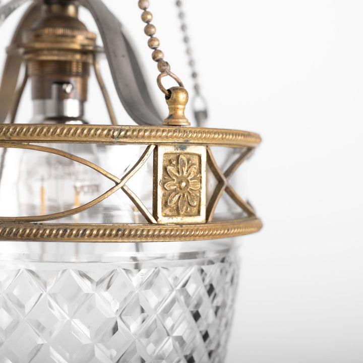 F. & C. Osler Cut Crystal Pendant Lights in Gilt Brass Frames, Rare Set of Five