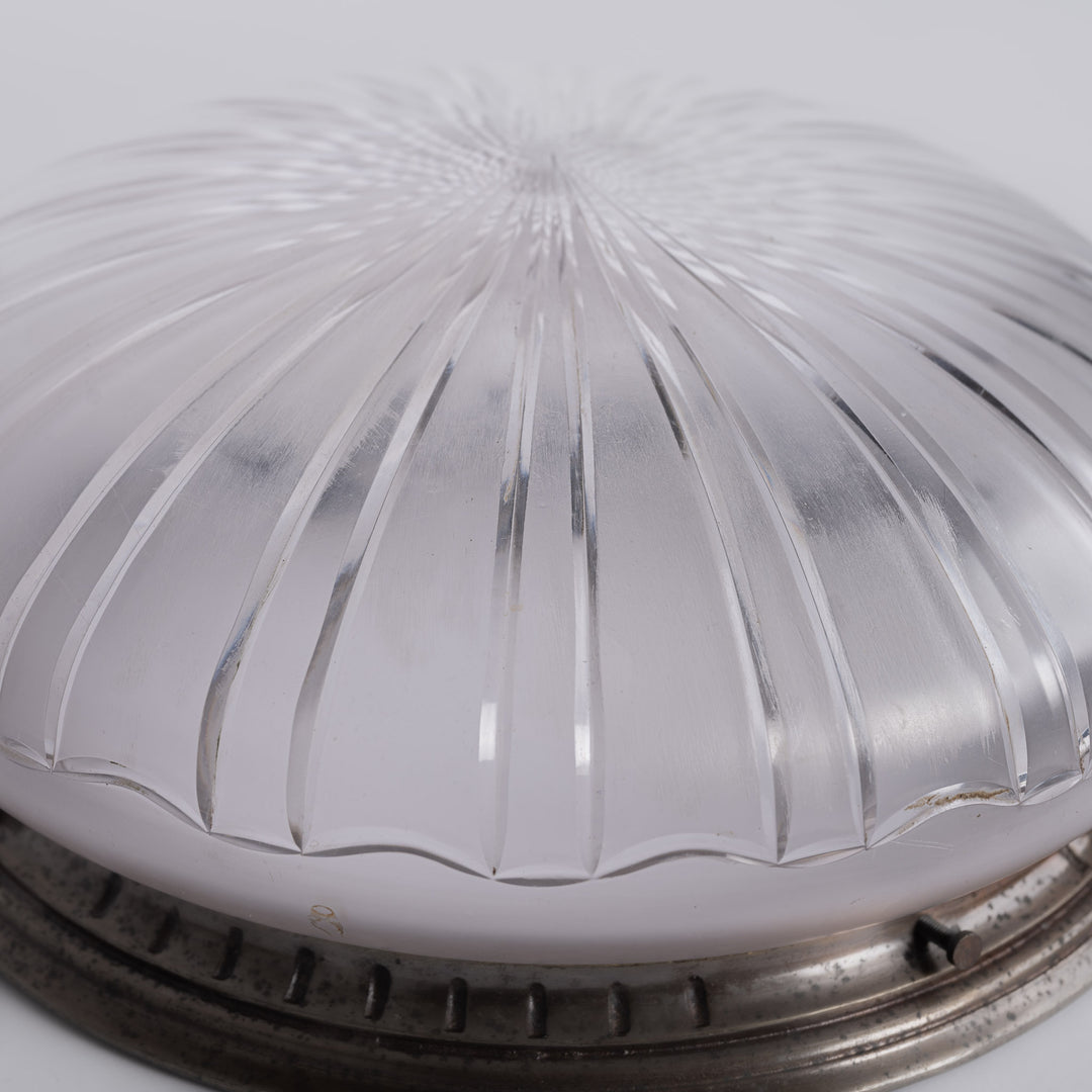 Fine Satin Crystal Mushroom Flush Mount Light Fitting – Attributed to F. & C. Osler