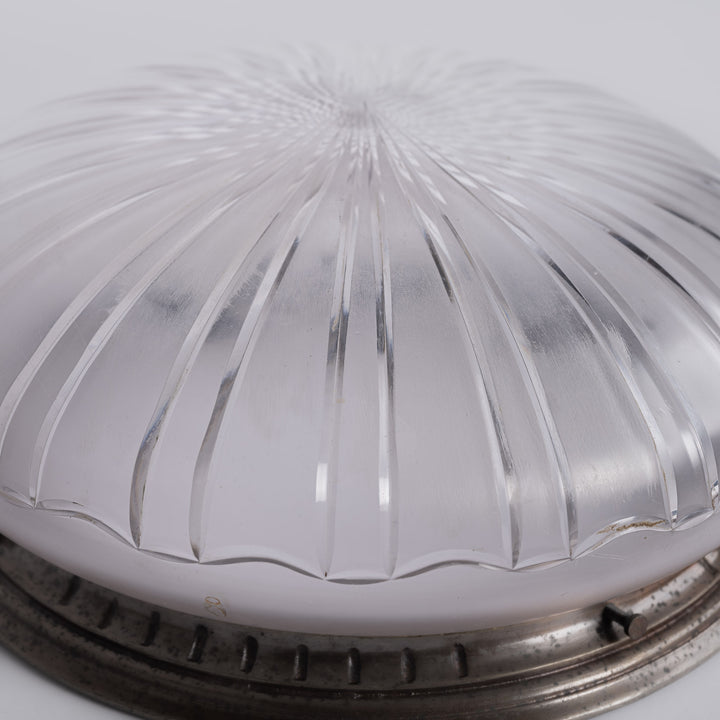 Fine Satin Crystal Mushroom Flush Mount Light Fitting – Attributed to F. & C. Osler