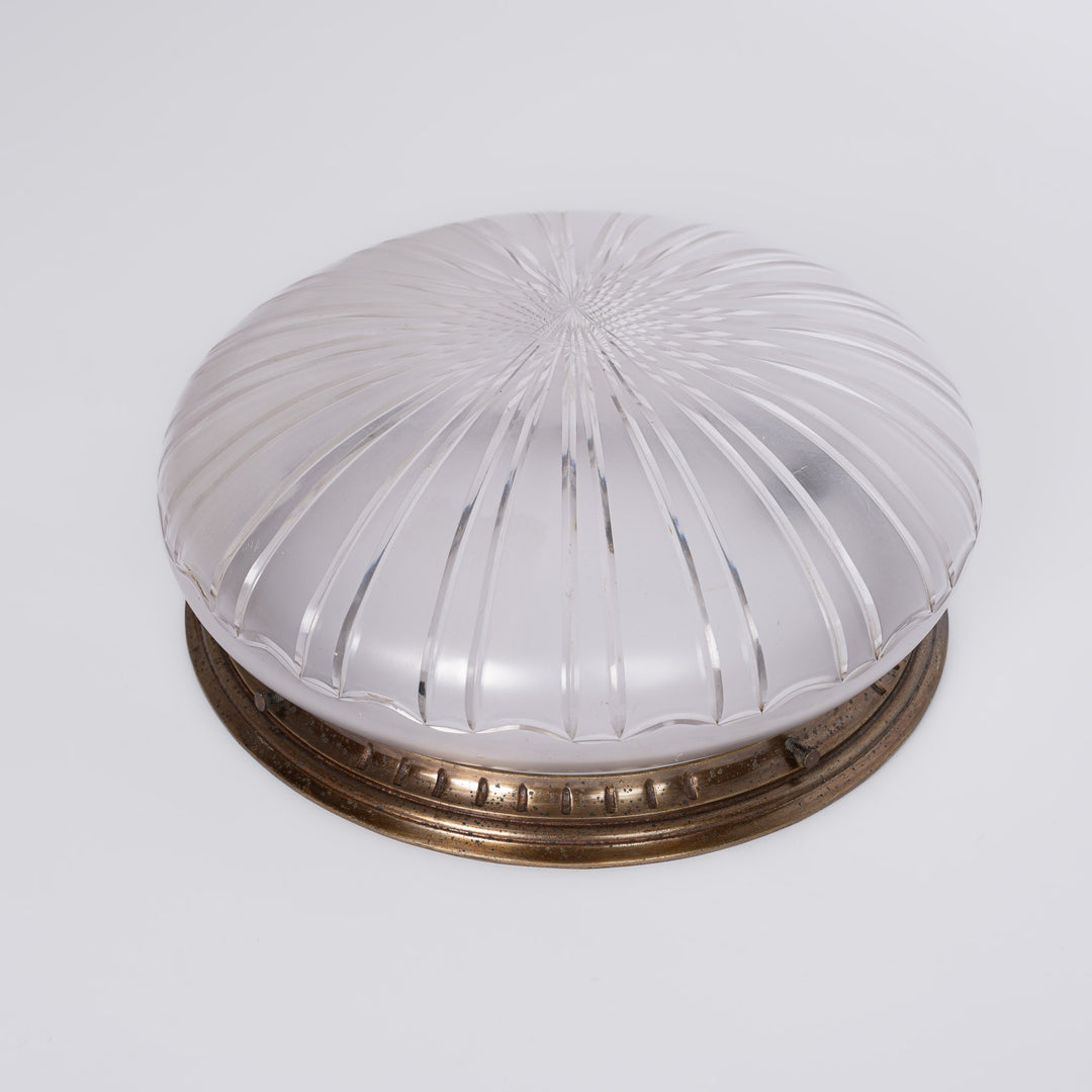 Fine Satin Crystal Mushroom Flush Mount Light Fitting – Attributed to F. & C. Osler