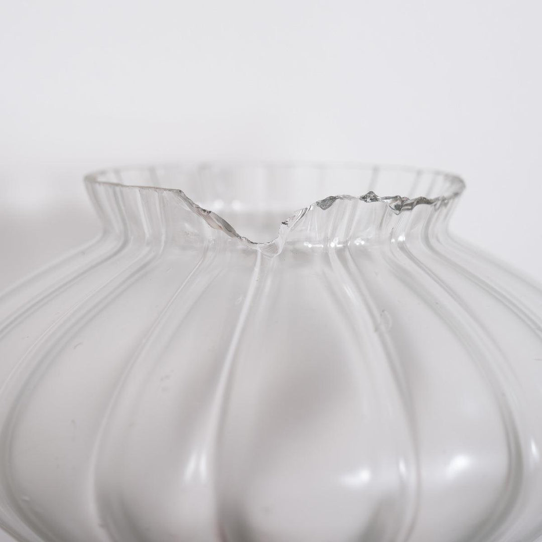 Frosted Glass Teardrop Shade with Decorative Brass Gallery