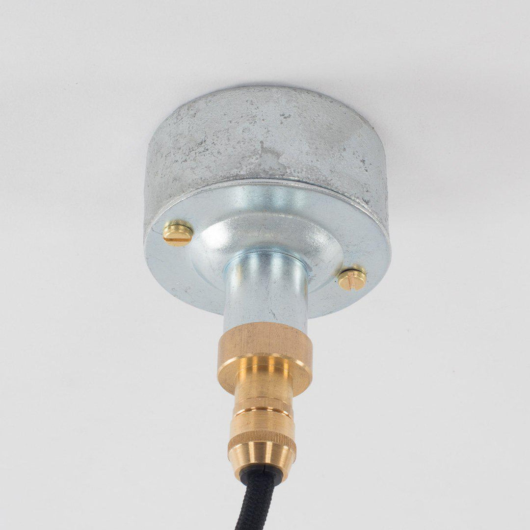 Galvanised Steel Industrial Ceiling Rose with Brass Cable Grip