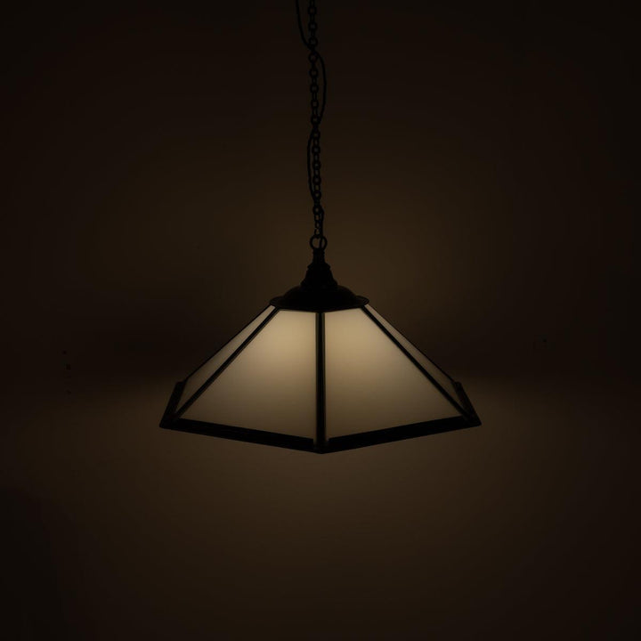 Historic London Underground Large Copper & Opal Glass Hexagonal Pendant Lights