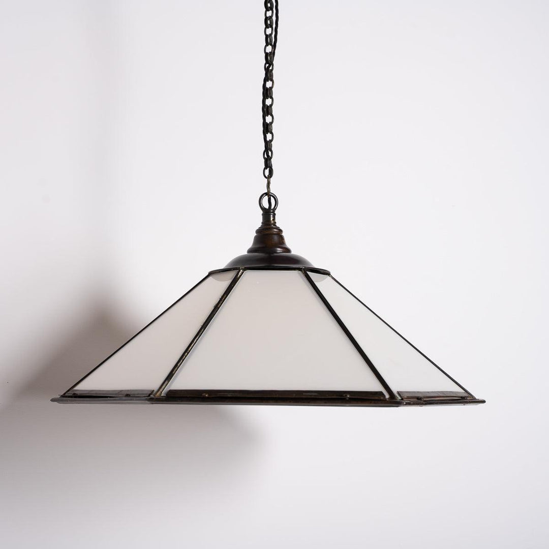 Historic London Underground Large Copper & Opal Glass Hexagonal Pendant Lights