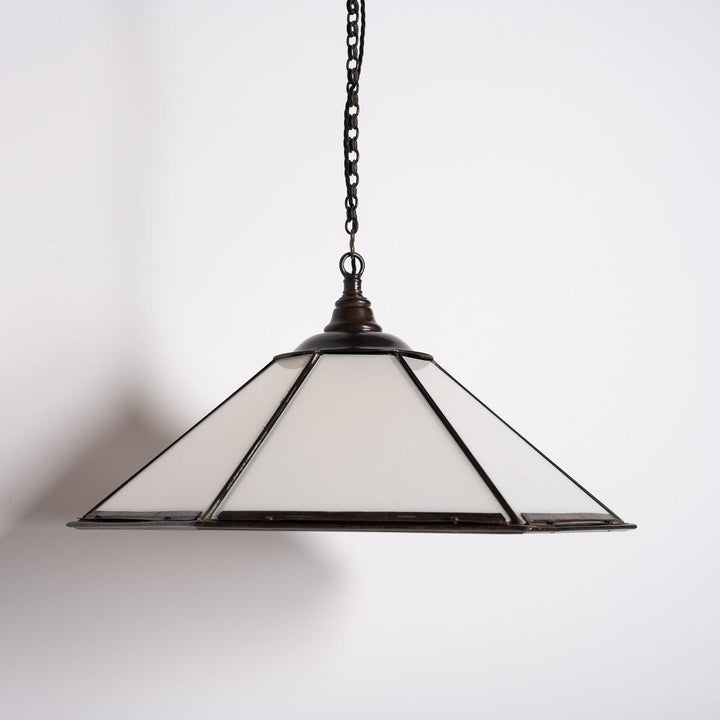 Historic London Underground Large Copper & Opal Glass Hexagonal Pendant Lights