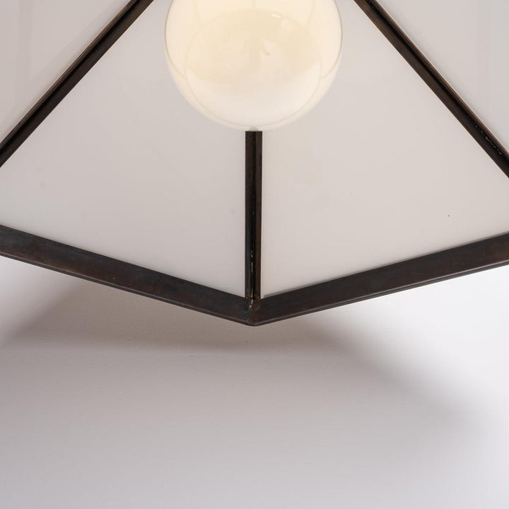 Historic London Underground Large Copper & Opal Glass Hexagonal Pendant Lights