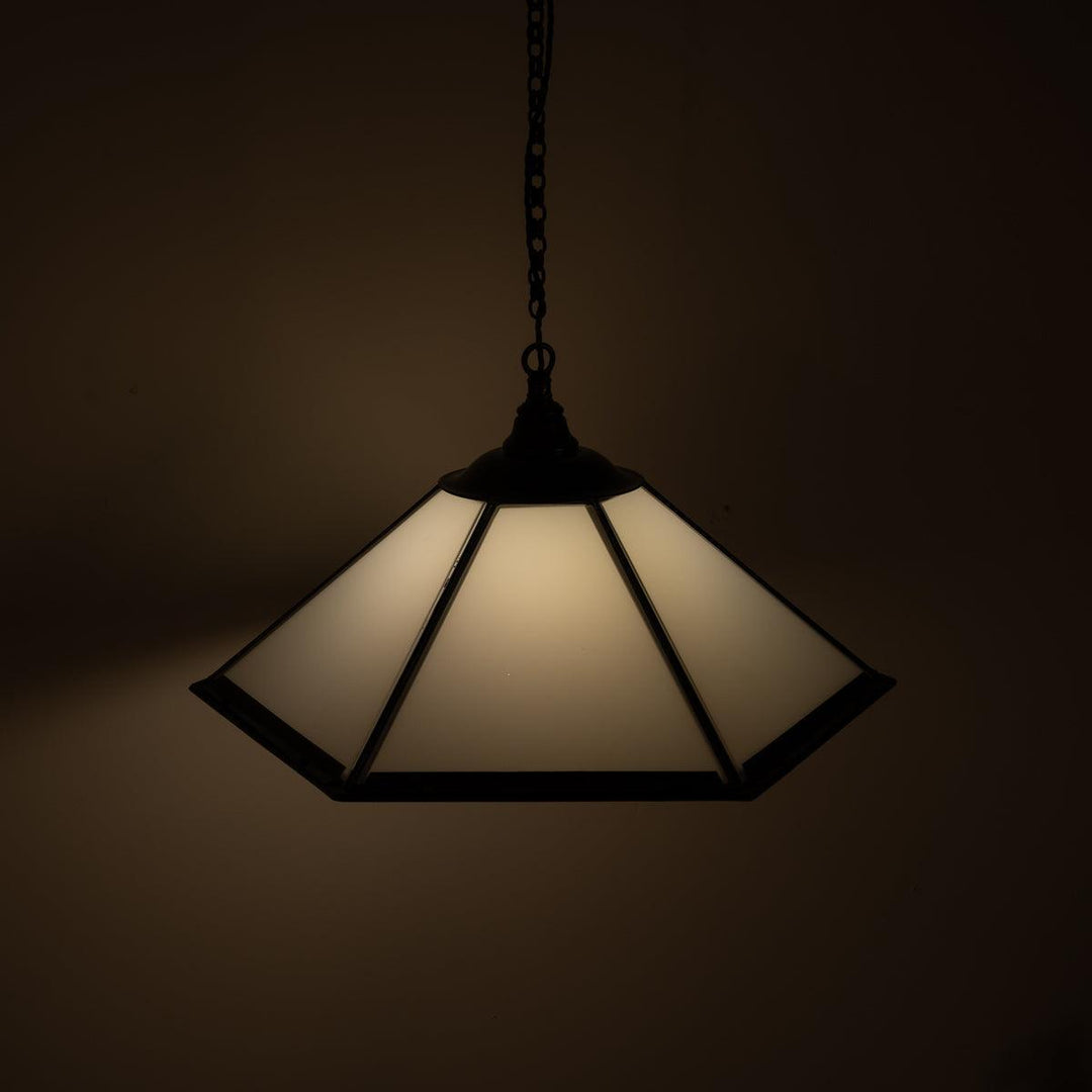 Historic London Underground Large Copper & Opal Glass Hexagonal Pendant Lights