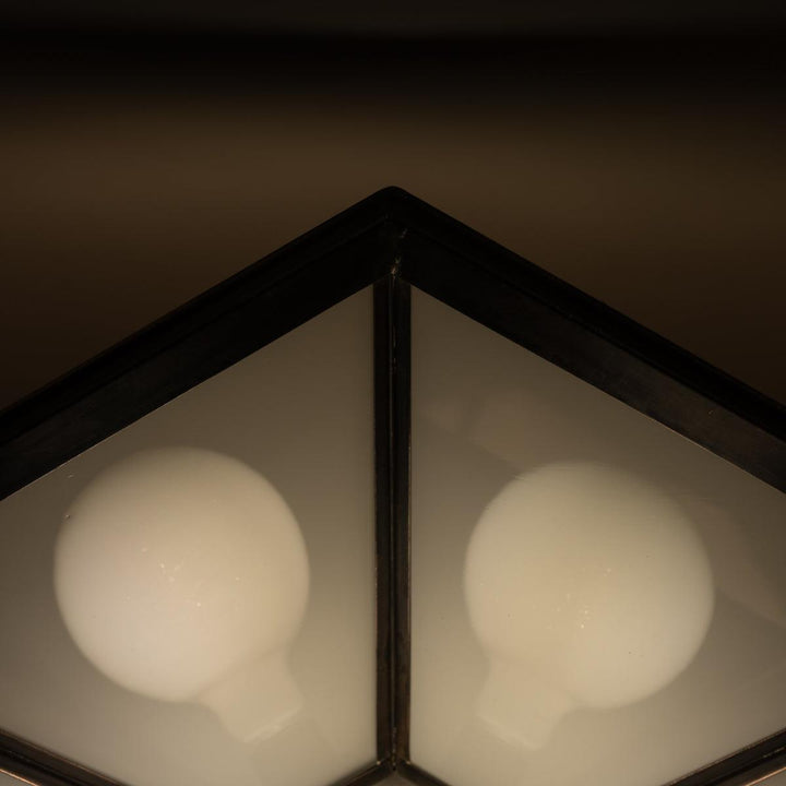 Historic London Underground Large Copper & Opal Glass Hexagonal Pendant Lights