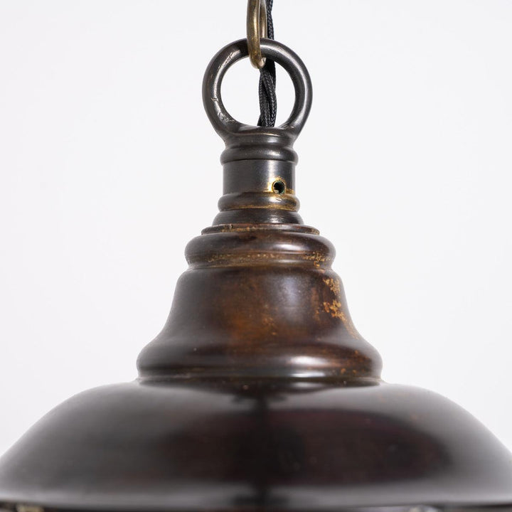 Historic London Underground Large Copper & Opal Glass Hexagonal Pendant Lights