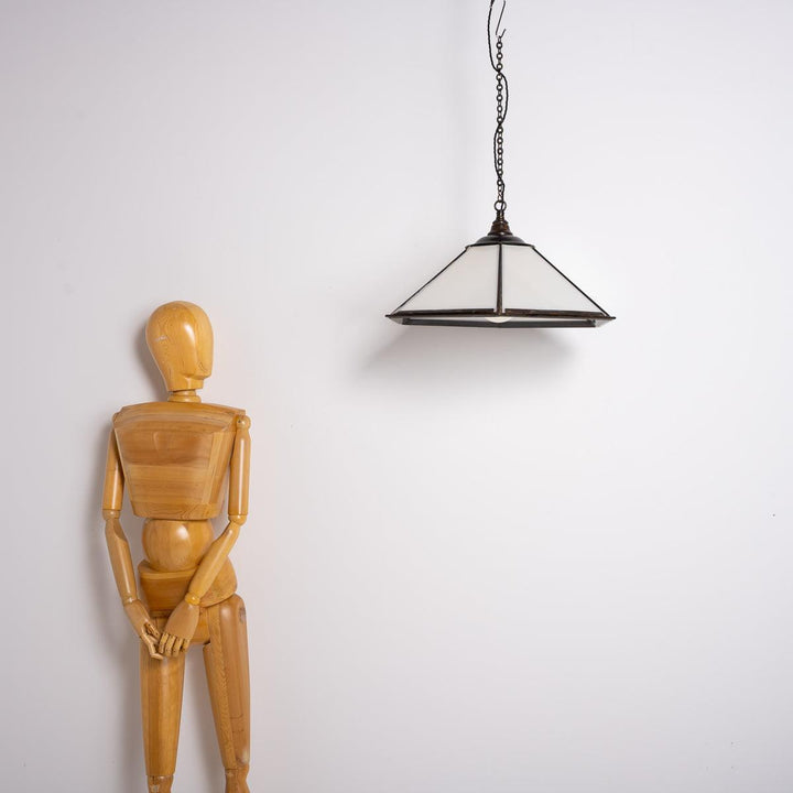 Historic London Underground Large Copper & Opal Glass Hexagonal Pendant Lights